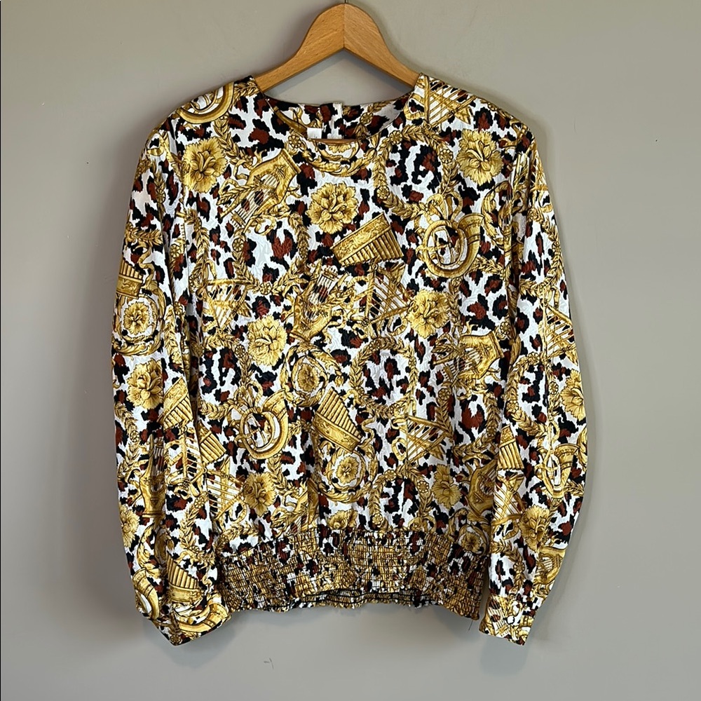 Vintage Laura & Jayne Collection Gold Patterned Relaxed Blouse